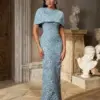 Women's Jacquard Two-Piece Mermaid Evening Gown Set with Bolero