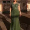 Plus Size Women's Beaded Embroidered Mermaid Maxi Evening Gown
