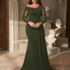 Plus Size Women's Cold Shoulder Appliqué Mermaid Maxi Evening Gown